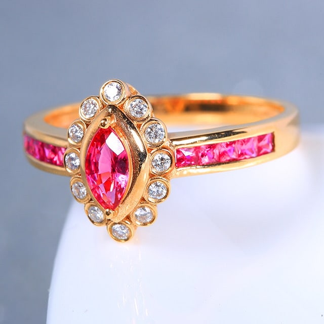 14k Gold 0.74 Ctw Natural Ruby & Diamond Ring - 2
