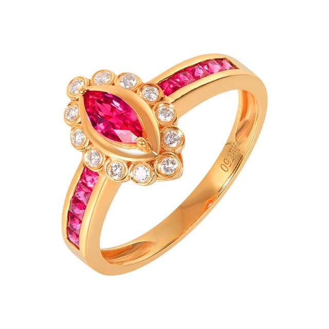 14k Gold 0.74 Ctw Natural Ruby & Diamond Ring - 5