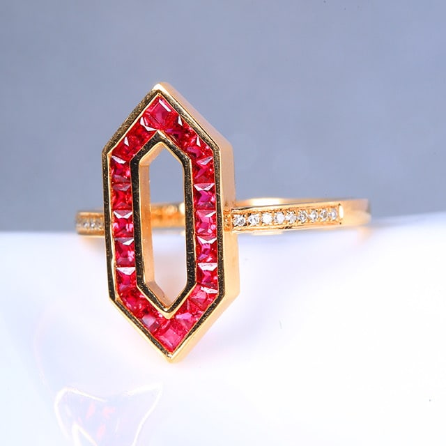 14k Gold 0.79 Ctw Natural Ruby & Diamond Ring - 2
