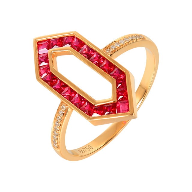 14k Gold 0.79 Ctw Natural Ruby & Diamond Ring - 4