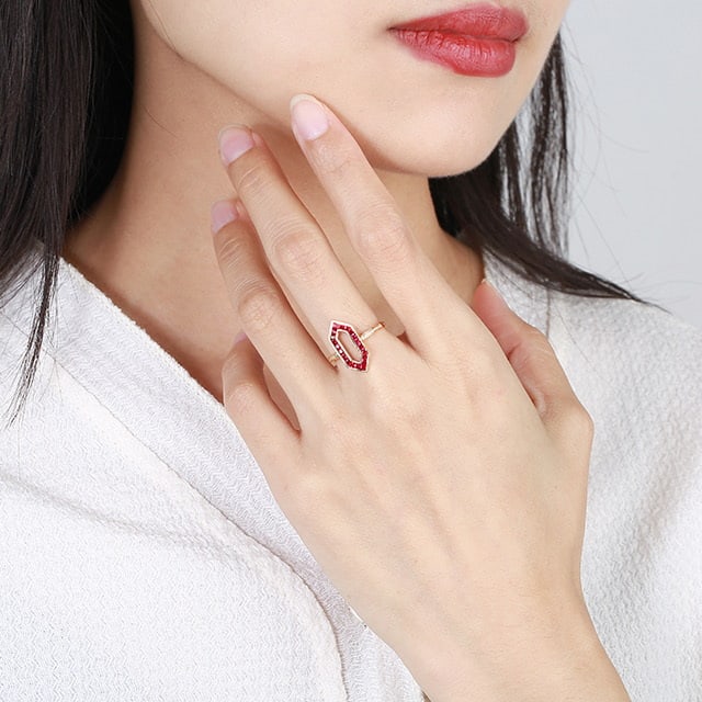 14k Gold 0.79 Ctw Natural Ruby & Diamond Ring - 5