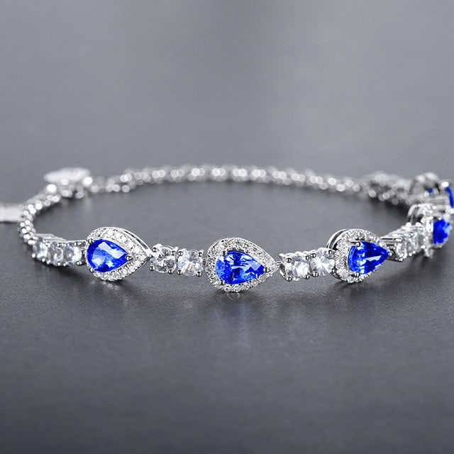 14k Gold 3.47 Ctw Natural Sapphire & Diamond Bracelet - 2