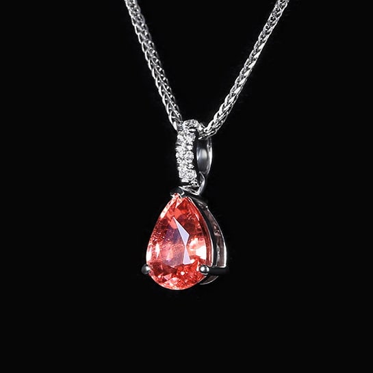 14k Gold 1.12 Ctw Natural Spinel & Diamond Pendant( Without Chain ) - 2