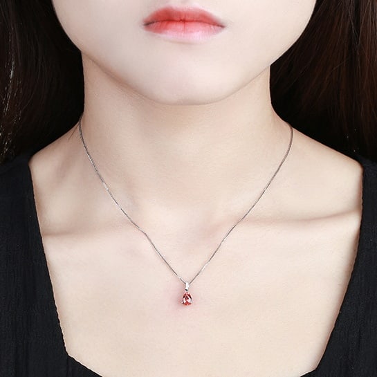 14k Gold 1.12 Ctw Natural Spinel & Diamond Pendant( Without Chain ) - 5