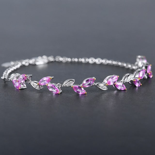 14k Gold 2.81 Ctw Natural Sapphire & Diamond Bracelet - 3