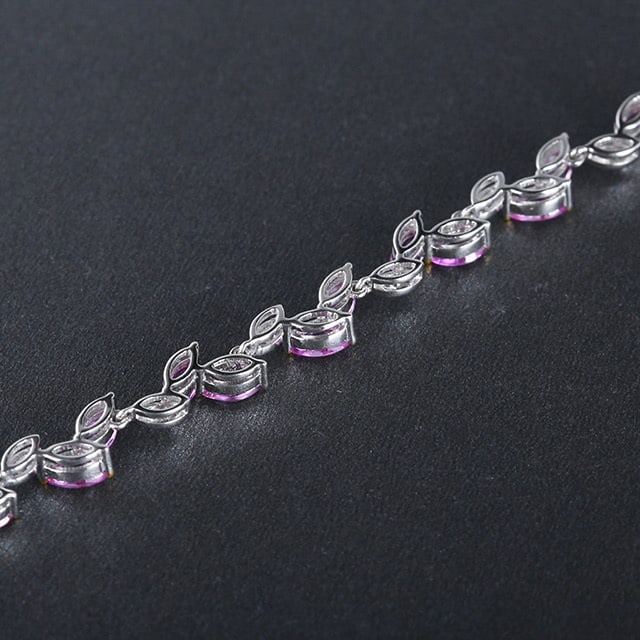 14k Gold 2.81 Ctw Natural Sapphire & Diamond Bracelet - 4