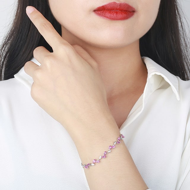 14k Gold 2.81 Ctw Natural Sapphire & Diamond Bracelet - 6