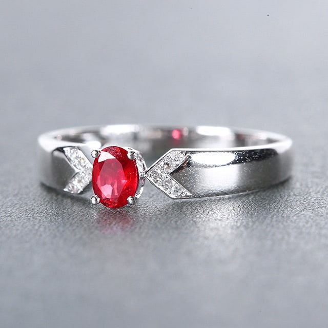 14k Gold 0.33 Ctw Natural Ruby & Diamond Ring - 3