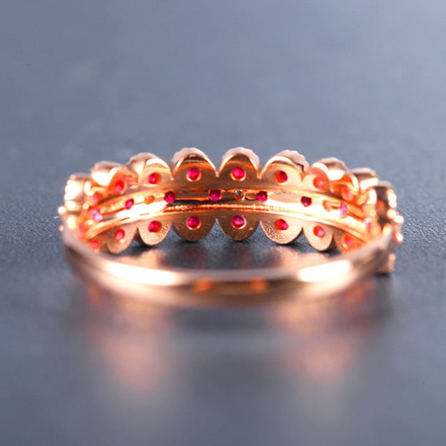 14k Gold 0.85 Ctw Natural Ruby & Diamond Ring - 4