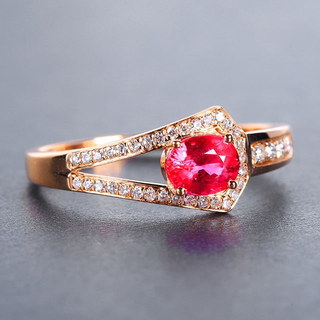14k Gold 0.84 Ctw Natural Ruby & Diamond Ring - 3