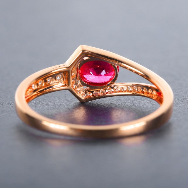 14k Gold 0.84 Ctw Natural Ruby & Diamond Ring - 4