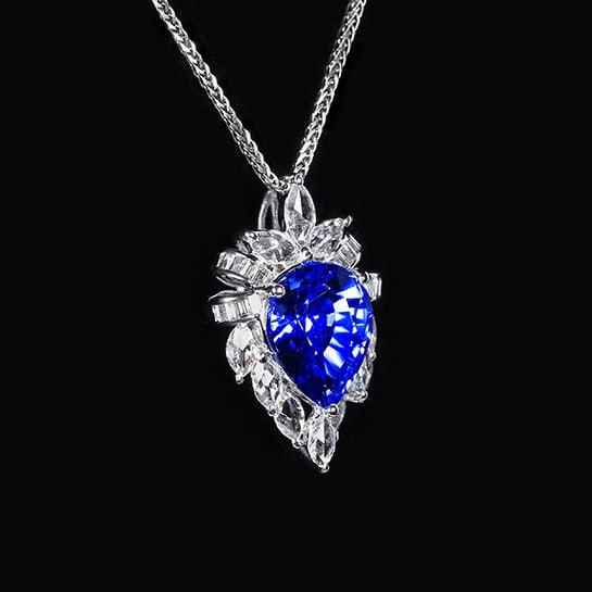 14k Gold 2.32 Ctw Natural Sapphire & Diamond Pendant( Without Chain ) - 3