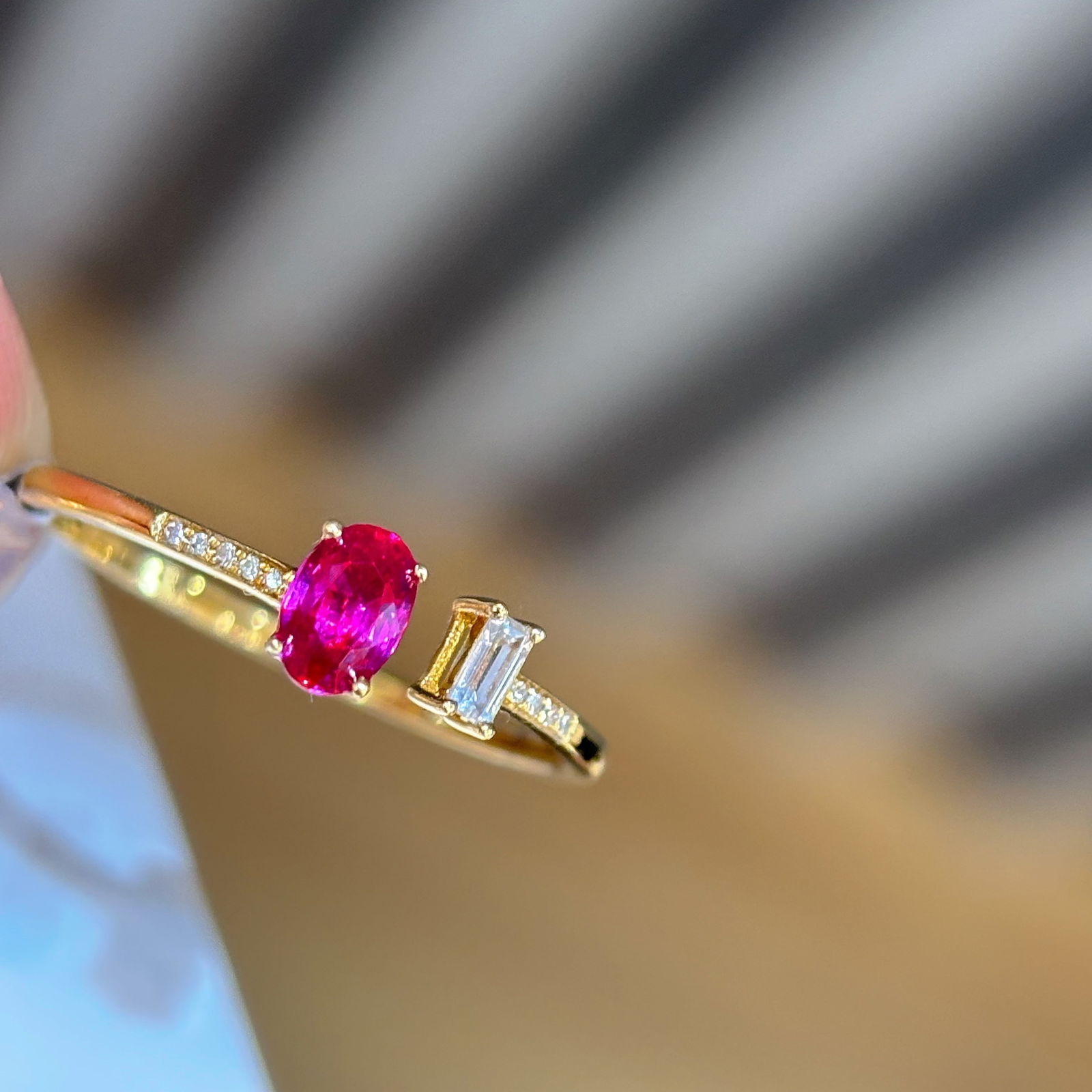 14k Gold 0.35 Ct Natural Ruby & Diamond Ring - 2