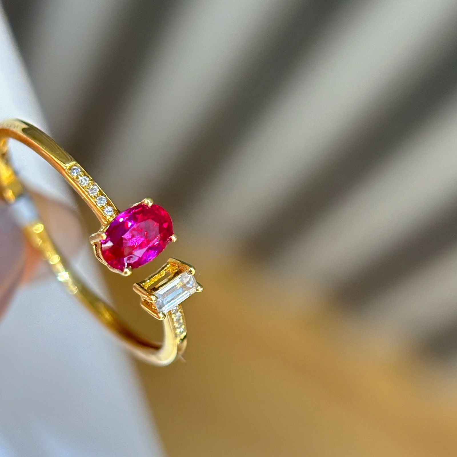 14k Gold 0.35 Ct Natural Ruby & Diamond Ring - 3