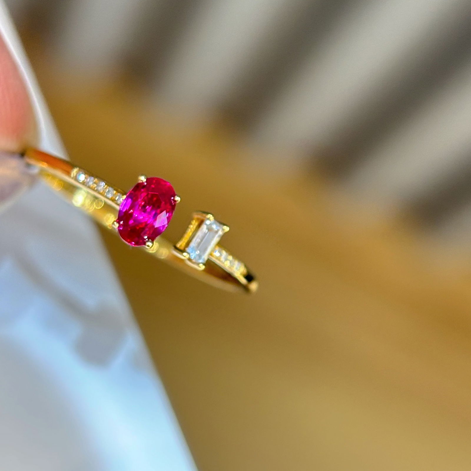 14k Gold 0.35 Ct Natural Ruby & Diamond Ring - 5