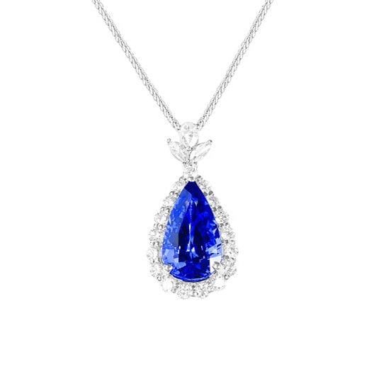 14k Gold 2.96 Ctw Natural Sapphire & Diamond Pendant( Without Chain ) - 3