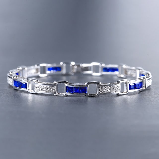 14k Gold 3.81 Ctw Natural Sapphire & Diamond Bracelet: Ref:230978247 // gold content:14k gold // main gemstone:sapphire // shape:square // carat weight:3. 52ct // color:royal blue // treatment:natural // // adjacent gemstone 2 : diamond // number of