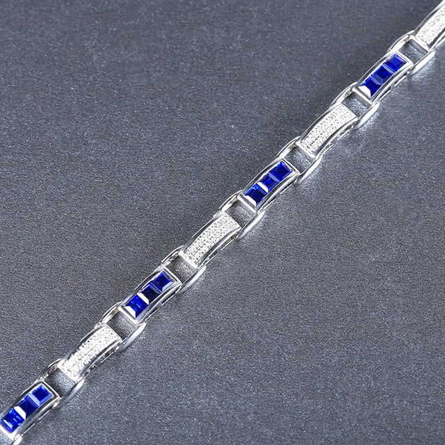 14k Gold 3.81 Ctw Natural Sapphire & Diamond Bracelet - 3