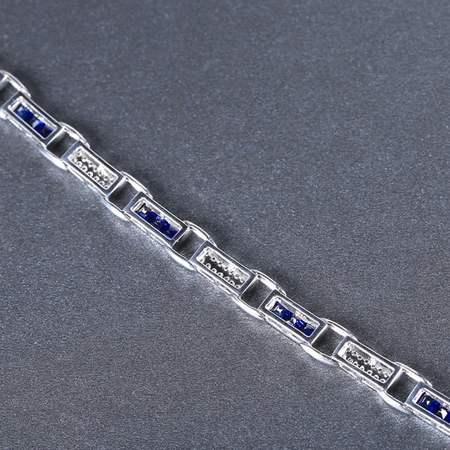 14k Gold 3.81 Ctw Natural Sapphire & Diamond Bracelet - 4