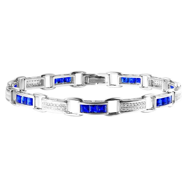 14k Gold 3.81 Ctw Natural Sapphire & Diamond Bracelet - 5