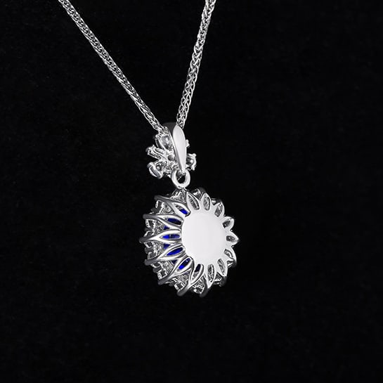 14k Gold 1.98 Ctw Natural Sapphire & Diamond Pendant( Without Chain ) - 3