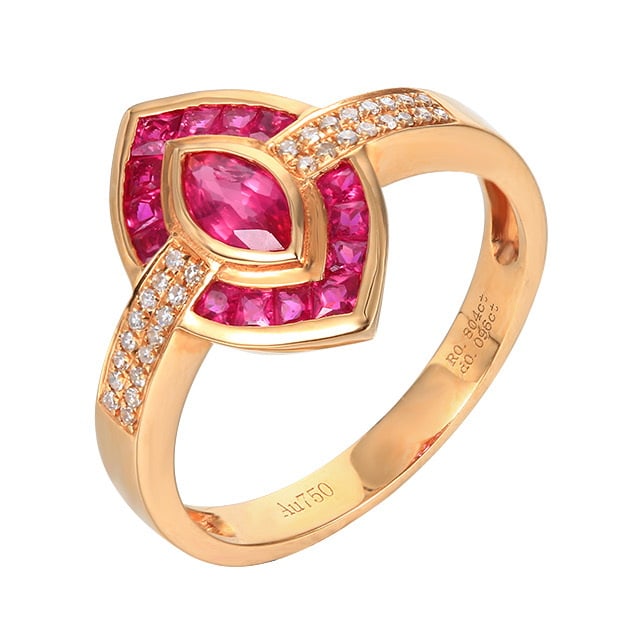 14k Gold 0.89 Ctw Natural Ruby & Diamond Ring - 5