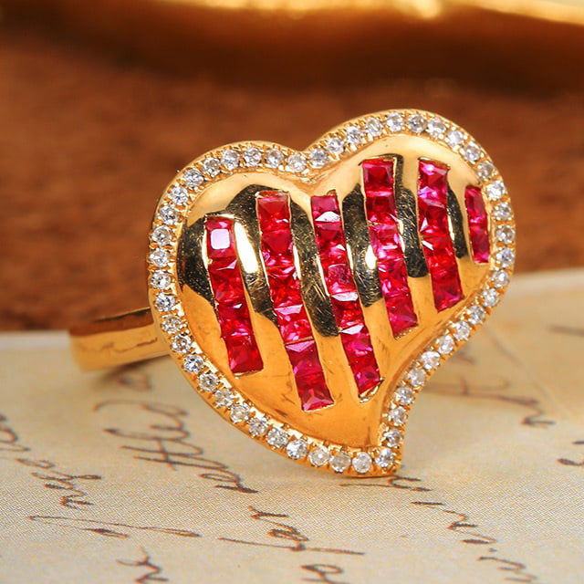 14k Gold 0.81 Ctw Natural Ruby & Diamond Ring - 3