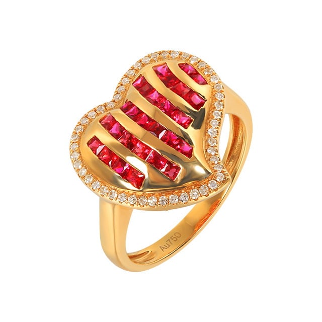 14k Gold 0.81 Ctw Natural Ruby & Diamond Ring - 5
