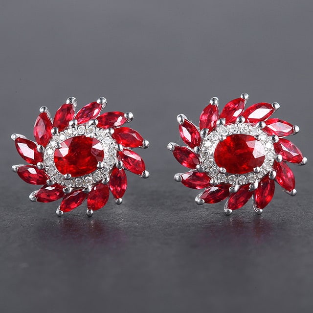 14k Gold 2.05 Ctw Natural Ruby & Diamond Earrings (1 of 7)