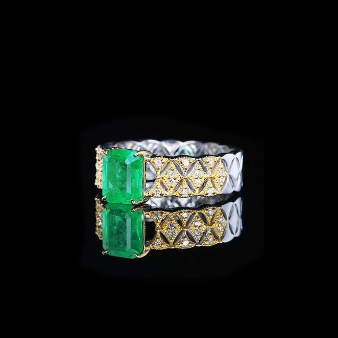 14k Gold 1.52 Ctw Natural Emerald & Diamond Ring - 2