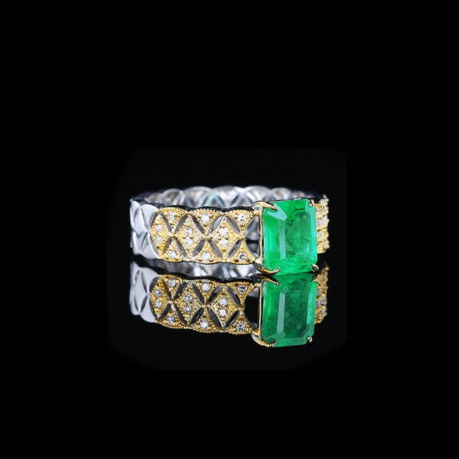 14k Gold 1.52 Ctw Natural Emerald & Diamond Ring - 3