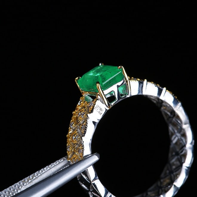 14k Gold 1.52 Ctw Natural Emerald & Diamond Ring - 6