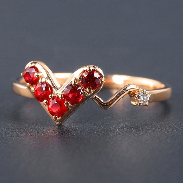 14k Gold 0.32 Ctw Natural Ruby & Diamond Ring - 2