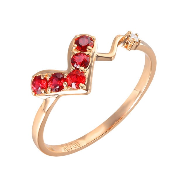 14k Gold 0.32 Ctw Natural Ruby & Diamond Ring - 5