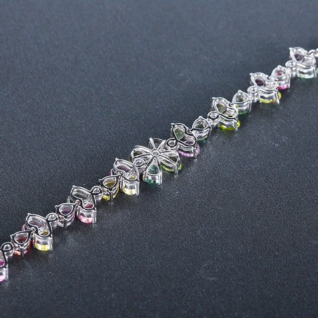 14k Gold 5.34 Ctw Natural Sapphire & Chrysoberyl & Diamond Bracelet - 4