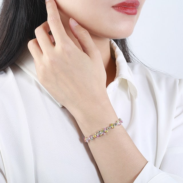 14k Gold 5.34 Ctw Natural Sapphire & Chrysoberyl & Diamond Bracelet - 6