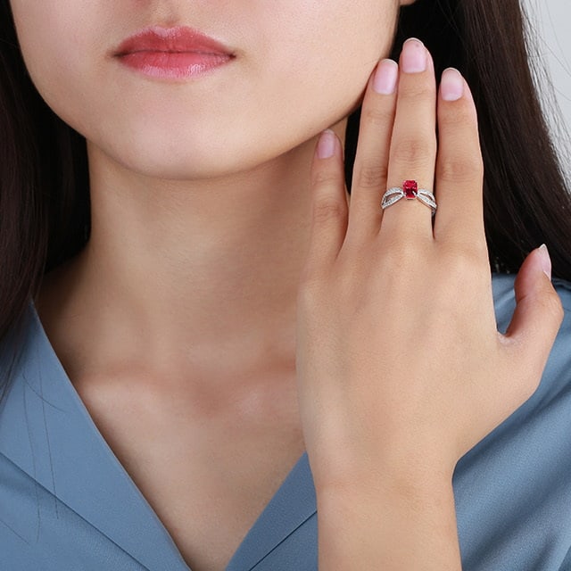 14k Gold 1.32 Ctw Natural Spinel & Diamond Ring - 5