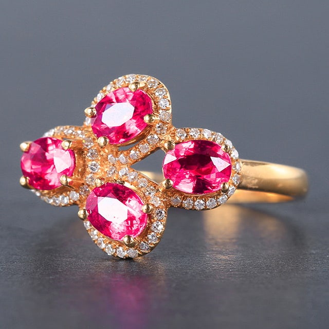 14k Gold 1.48 Ct Natural Ruby & Diamond Ring - 2