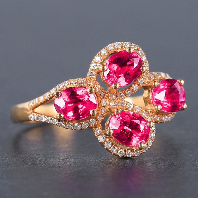 14k Gold 1.48 Ct Natural Ruby & Diamond Ring - 3