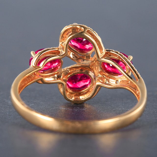 14k Gold 1.48 Ct Natural Ruby & Diamond Ring - 4