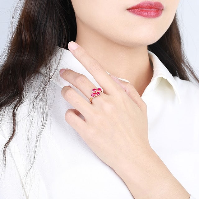 14k Gold 1.48 Ct Natural Ruby & Diamond Ring - 6