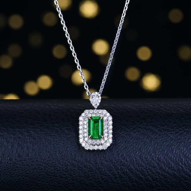 14k Gold 1.52 Ctw Vivid Green Natural Emerald & Diamond Ring/pendant( Without Chain ): Ref:230978325 // gold content:14k gold // ring size:7. 25us // // main gemstone:emerald // shape:octagonal // carat weight:1ct // color:vivid green // treatment:natural // // adjacent gemstone 2 :