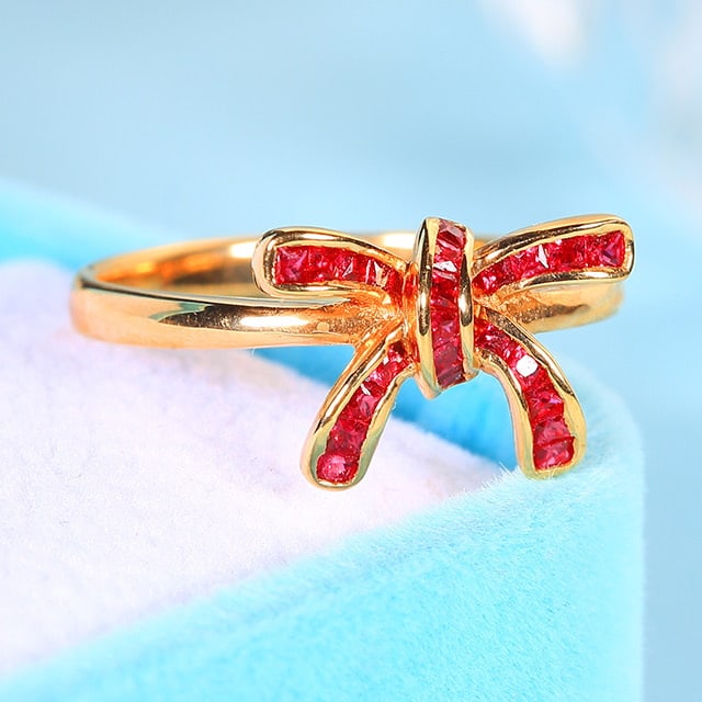 14k Gold 0.7 Ct Natural Ruby Ring - 3