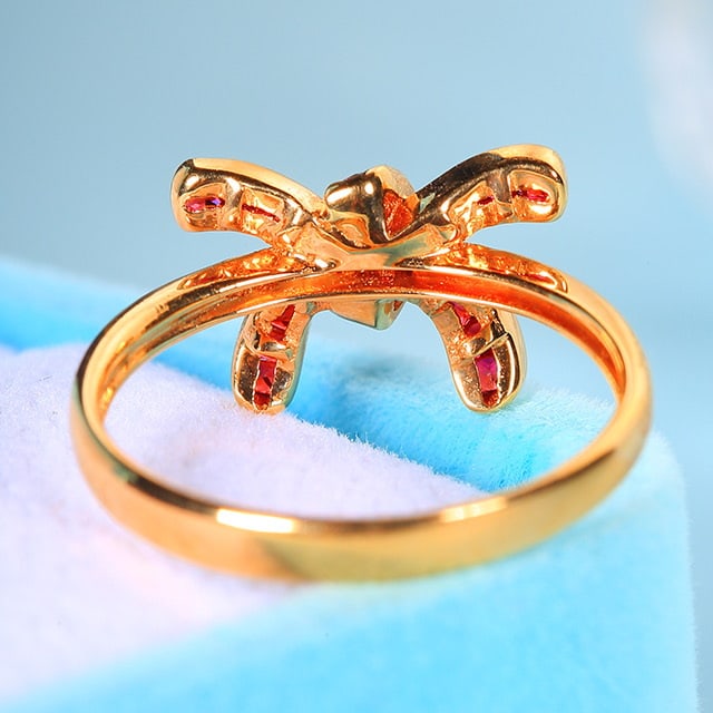 14k Gold 0.7 Ct Natural Ruby Ring - 4