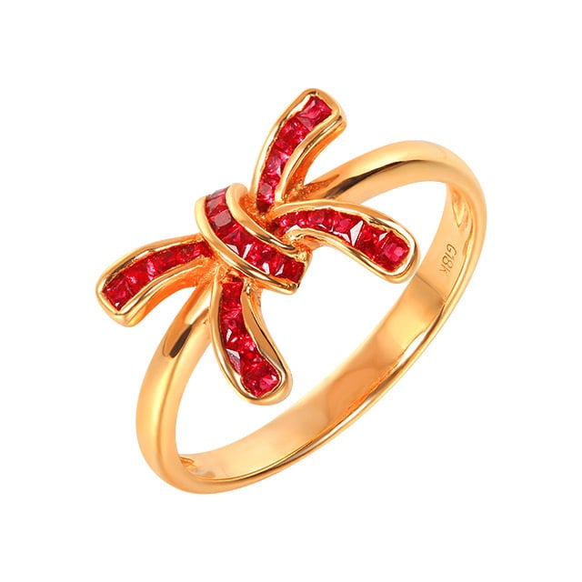 14k Gold 0.7 Ct Natural Ruby Ring - 5