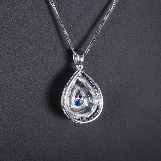 14k Gold 1.07 Ctw Natural Sapphire & Diamond Pendant( Without Chain ) - 4