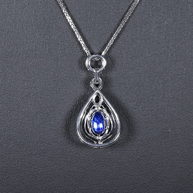 14k Gold 1.22 Ctw Natural Sapphire & Diamond Pendant( Without Chain ) - 4