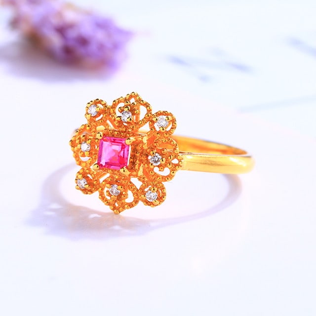 14k Gold 0.36 Ctw Natural Ruby & Diamond Ring - 2
