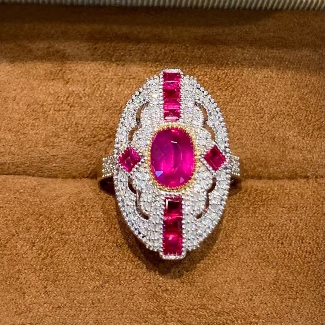 14k Gold 1.35 Ct Natural Ruby & Diamond Ring: Ref:230978397 // gold content:14k gold // ring size:7. 25us // // main gemstone:ruby // shape:multiply // carat weight:1. 35ct // color:red // treatment:natural // // adjacent gemstone 2 : diamond