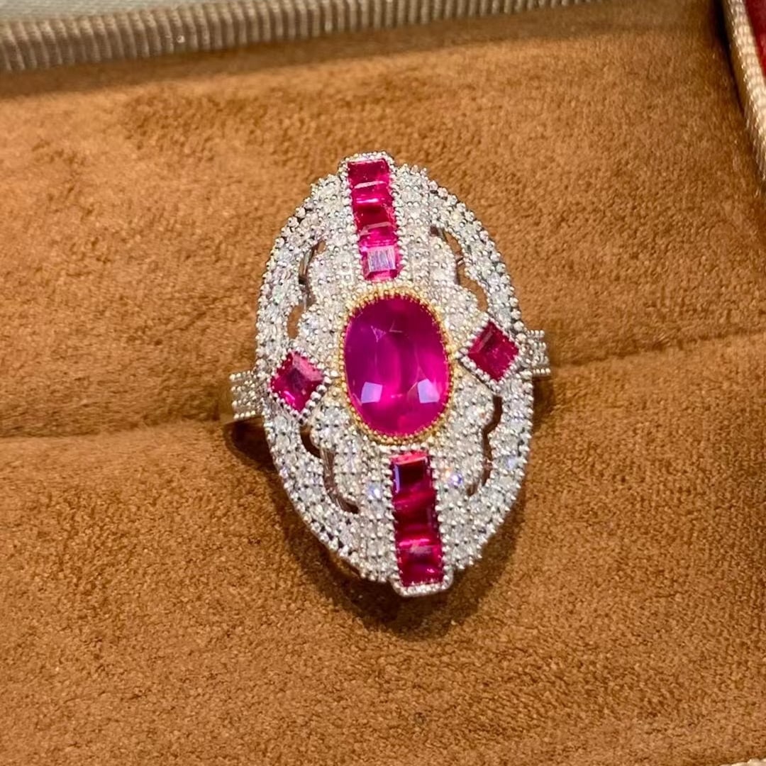 14k Gold 1.35 Ct Natural Ruby & Diamond Ring - 3